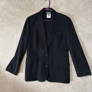 Dolce & Gabbana VTG Made In Italy Classic Black Knit Notched Lapel 2 Btn Blazer